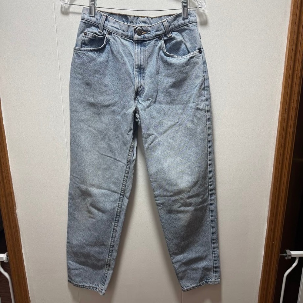Vintage Levis 550 Student Orange Tab Jeans Light Wash Made in USA W29 L30
